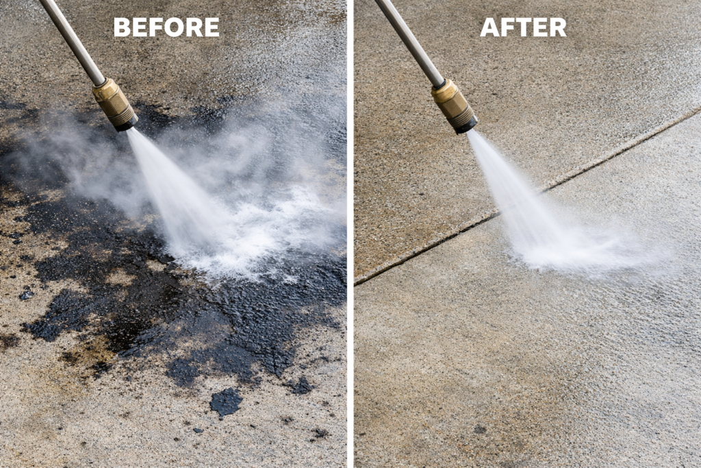 before and after power washing